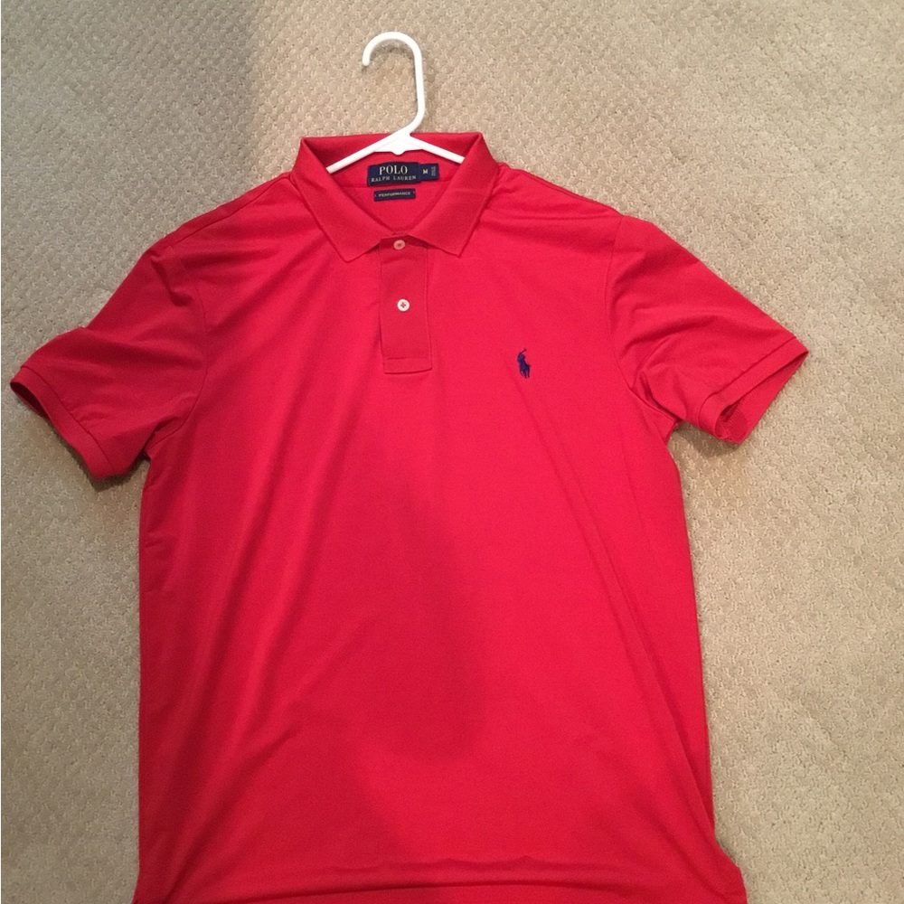 Men red polo shirts